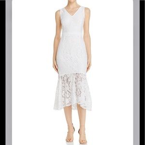 NWT Nanette Lepore Midi Lace Dress White Lace Dress Scalloped Hem Size 8